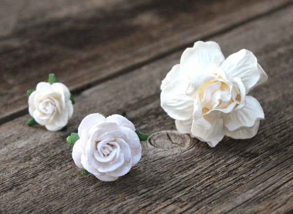 White Wedding Hair Pins Bridal Flower Hair Pick